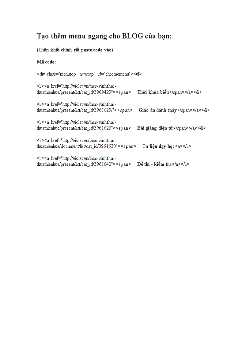 image for page Mã code tạo thêm menu ngang