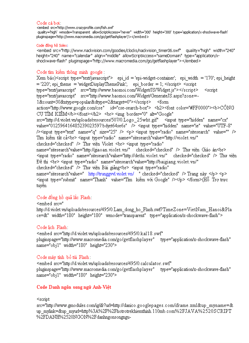 image for page Mã code trang trí