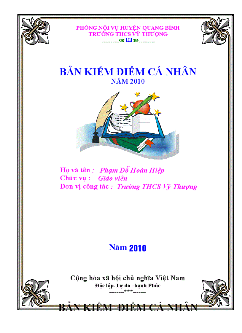 Mẫu bản kiểm điểm công chức năm 2010