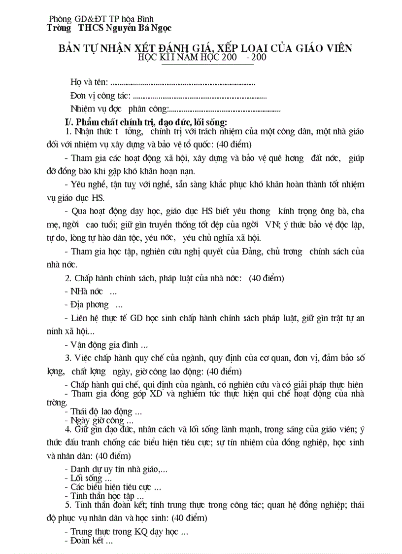 image for page Mau ban kiem diem cua Giao vien