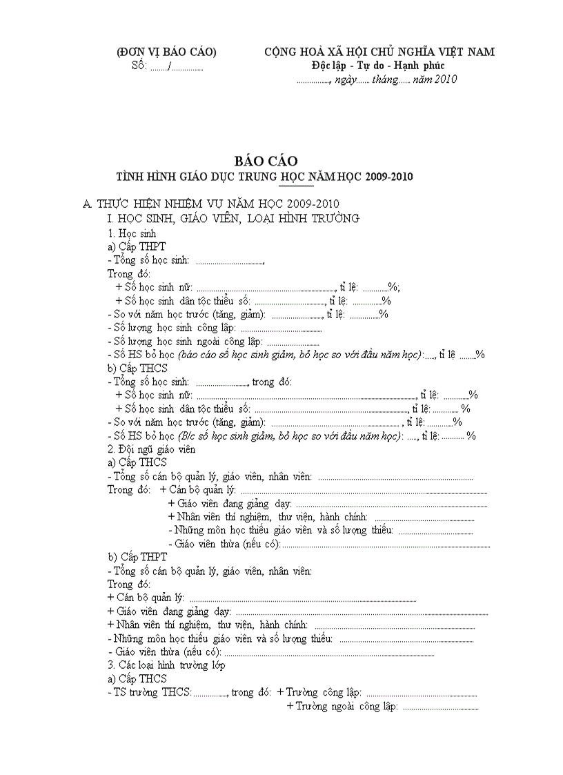 image for page Mẫu báo cáo các trường gửi Sở 2010 3