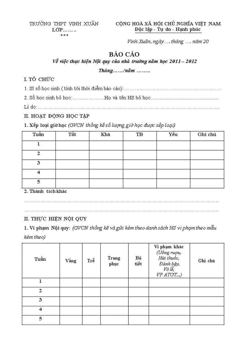 image for page Mẫu báo cáo hàng tháng của GVCN