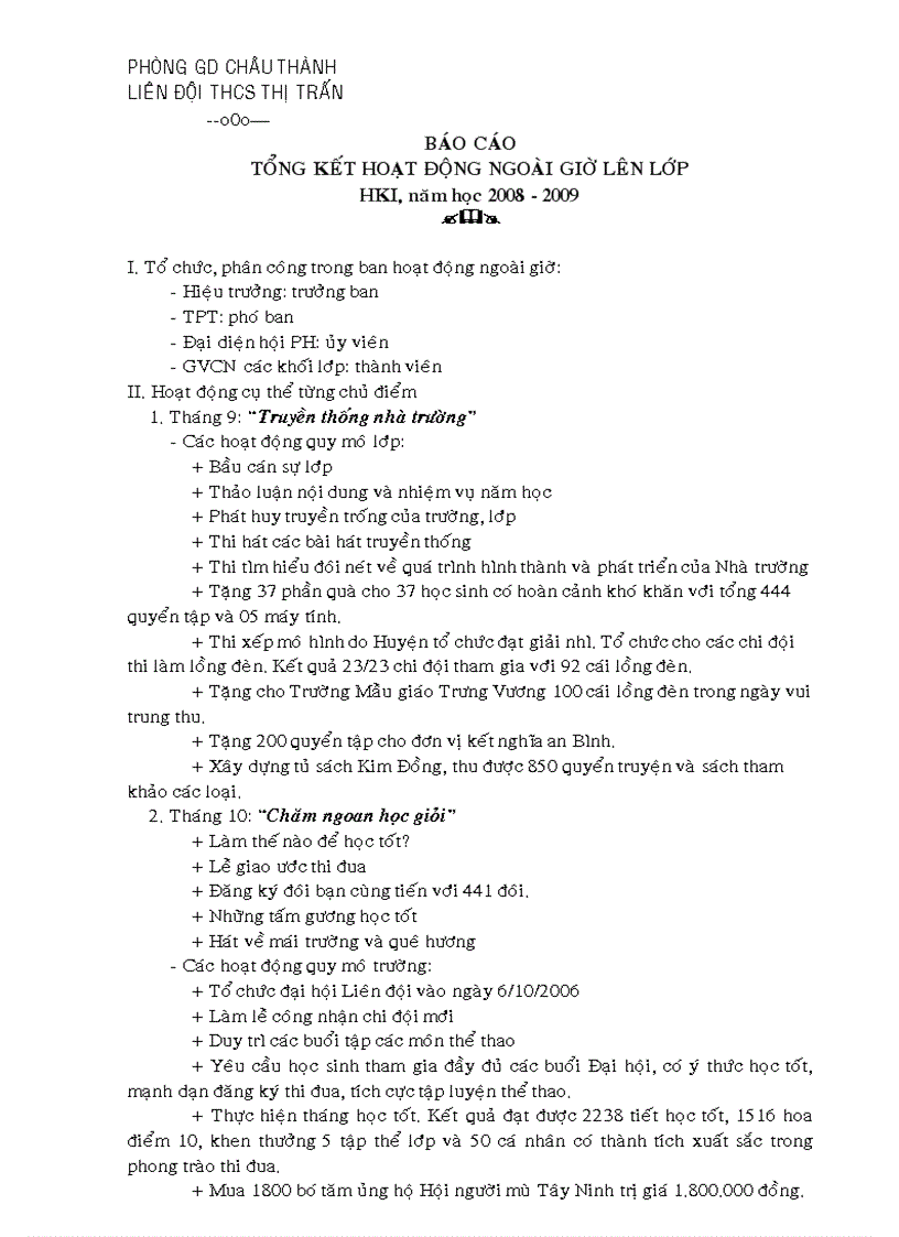 image for page Mẫu báo cáo hoạt động ngoài giờ