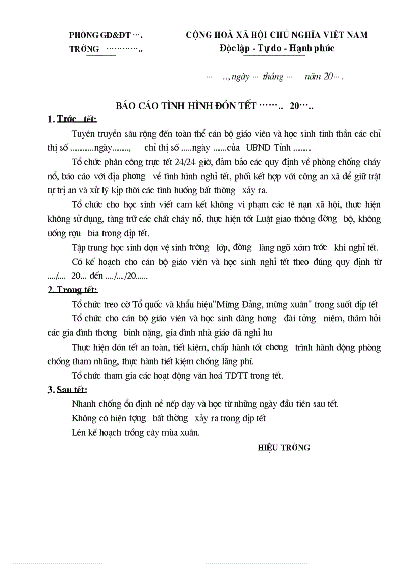 image for page Mẫu báo cáo nhanh tết dành cho CBQL