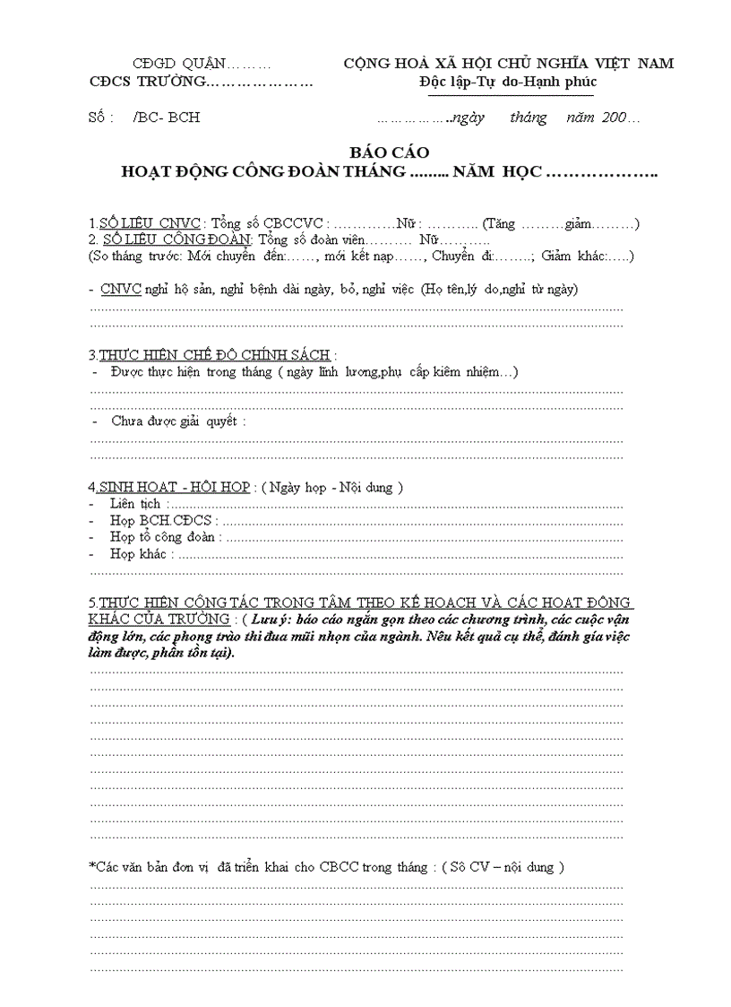 image for page Mẫu báo cáo tháng CĐCS 09 10