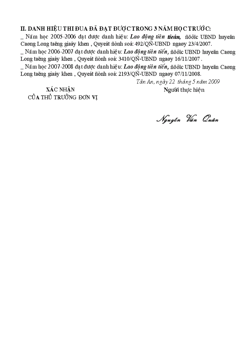 image for page Mẫu báo cáo thành tích cá nhân 2008 2009