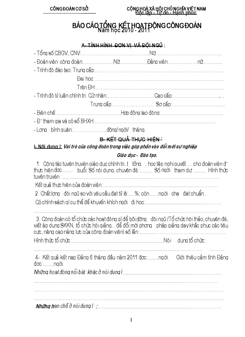 image for page Mẫu báo cáo tổng kết CĐCS cuối năm