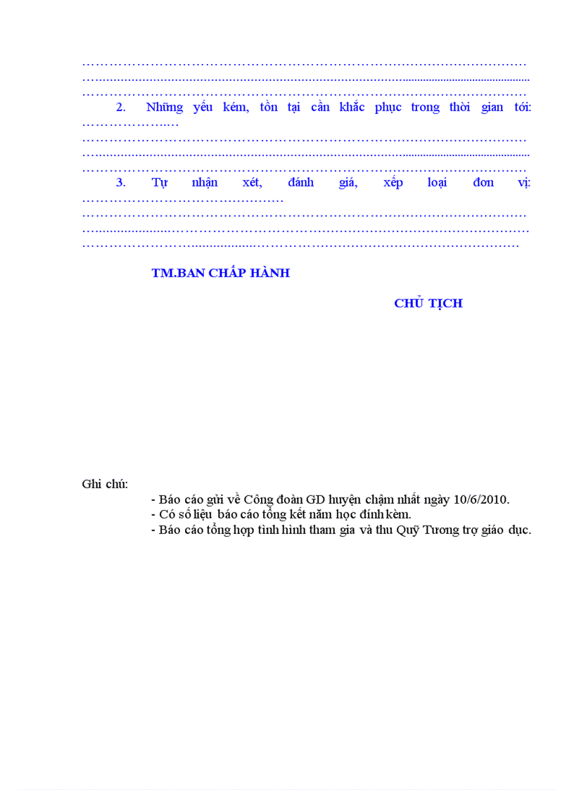image for page Mẫu báo cáo tổng kết công đoàn năm học 2009 2010