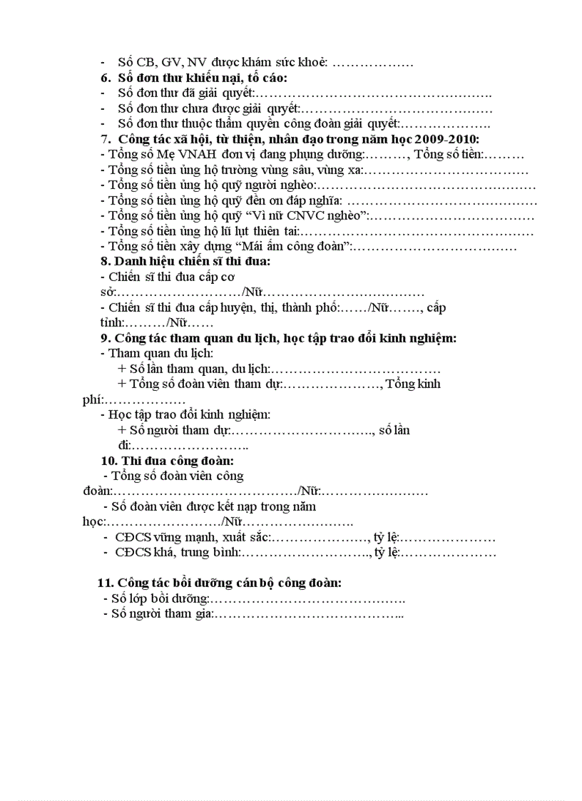 image for page Mẫu báo cáo tổng kết công đoàn năm học 2009 2010