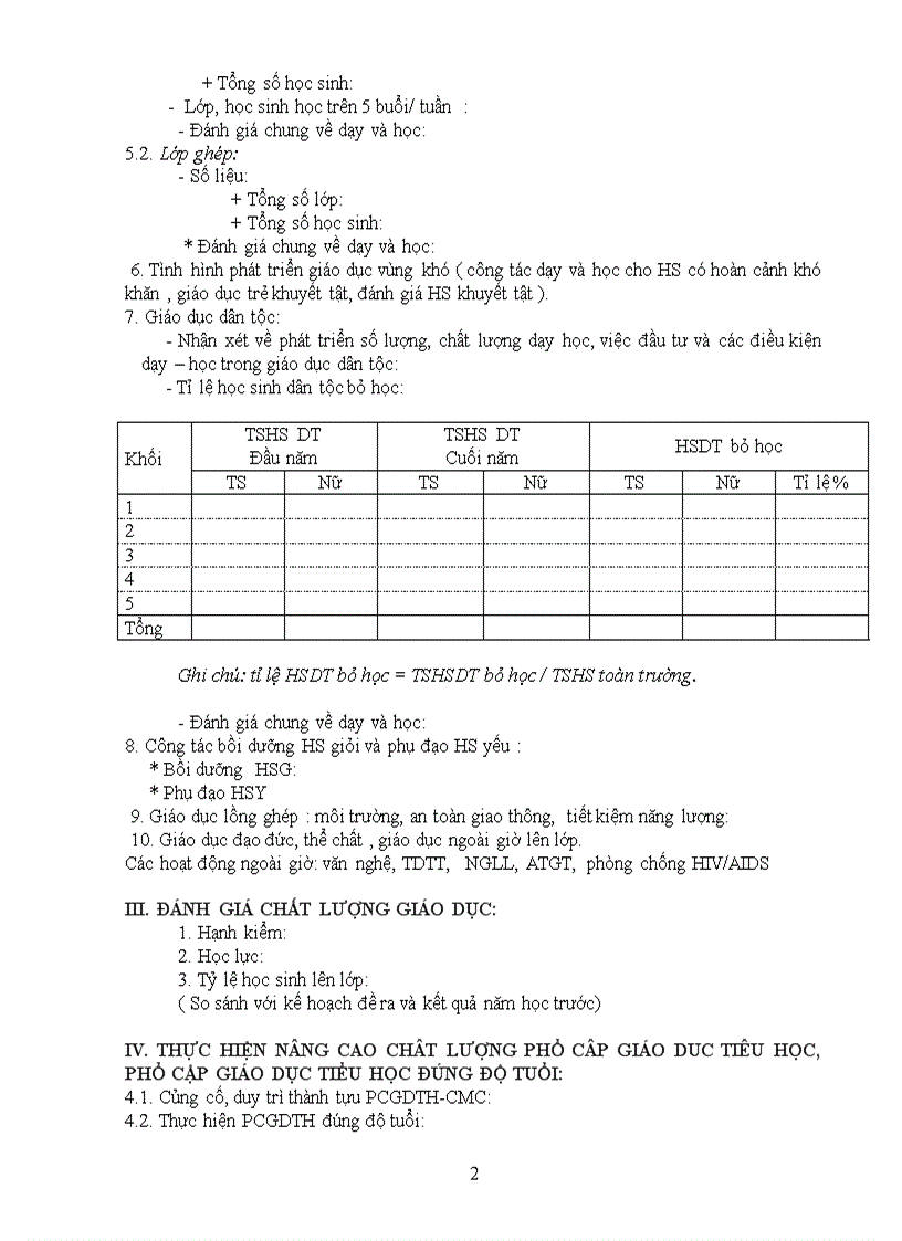 image for page Mẫu báo cáo tổng kết của Tiểu học
