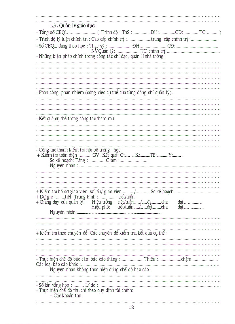 image for page Mẫu BCTK năm học