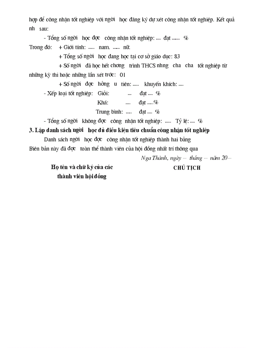 image for page Mẫu bieê bản xét công nhận tốt nghiệp THCS