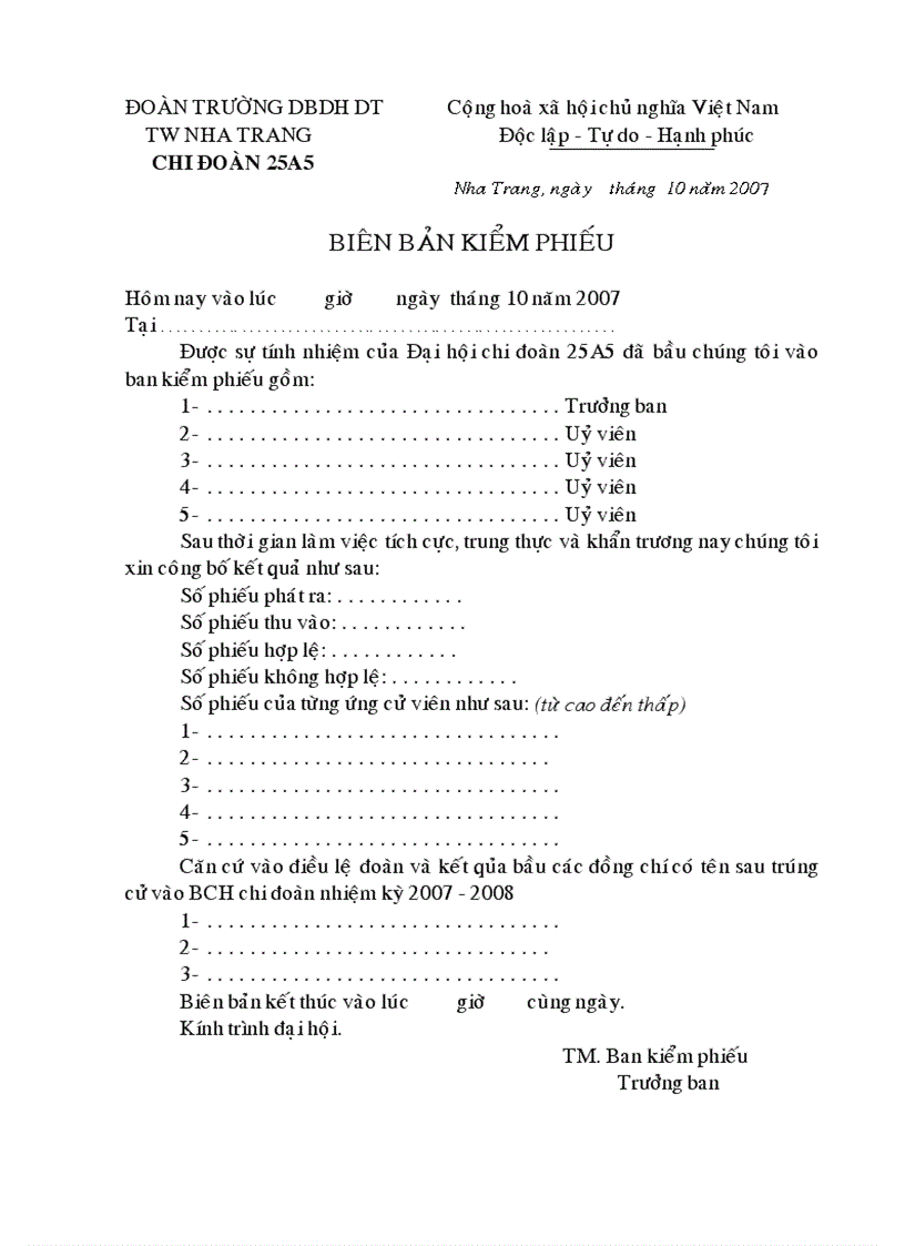 image for page Mẫu biên bản kiểm phiếu