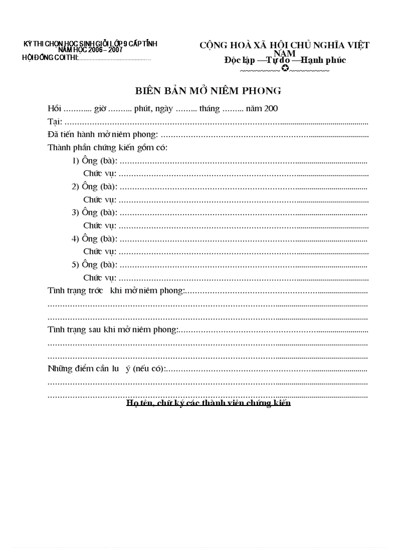 image for page Mẫu biên bản mở niêm phong