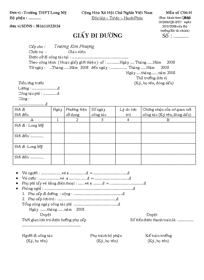 image for page Mẫu công lệnh