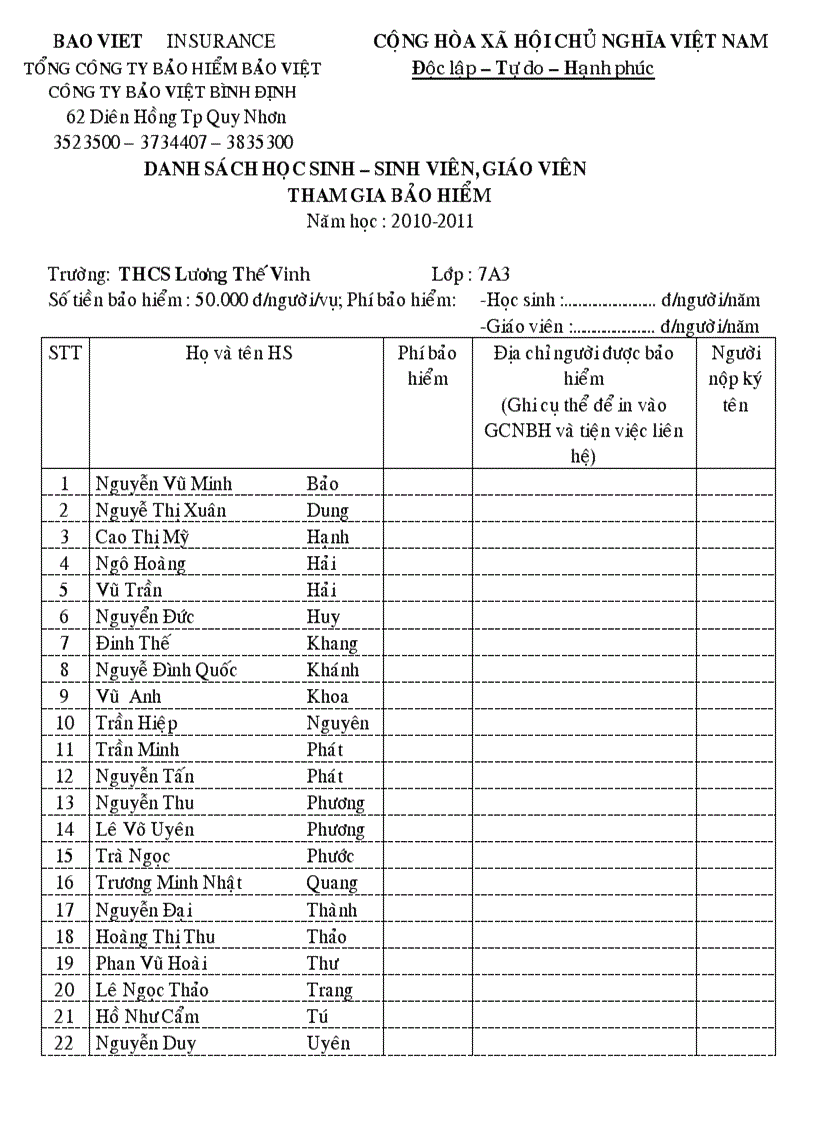 image for page Mẫu Danh sách HS tham gia BHTT