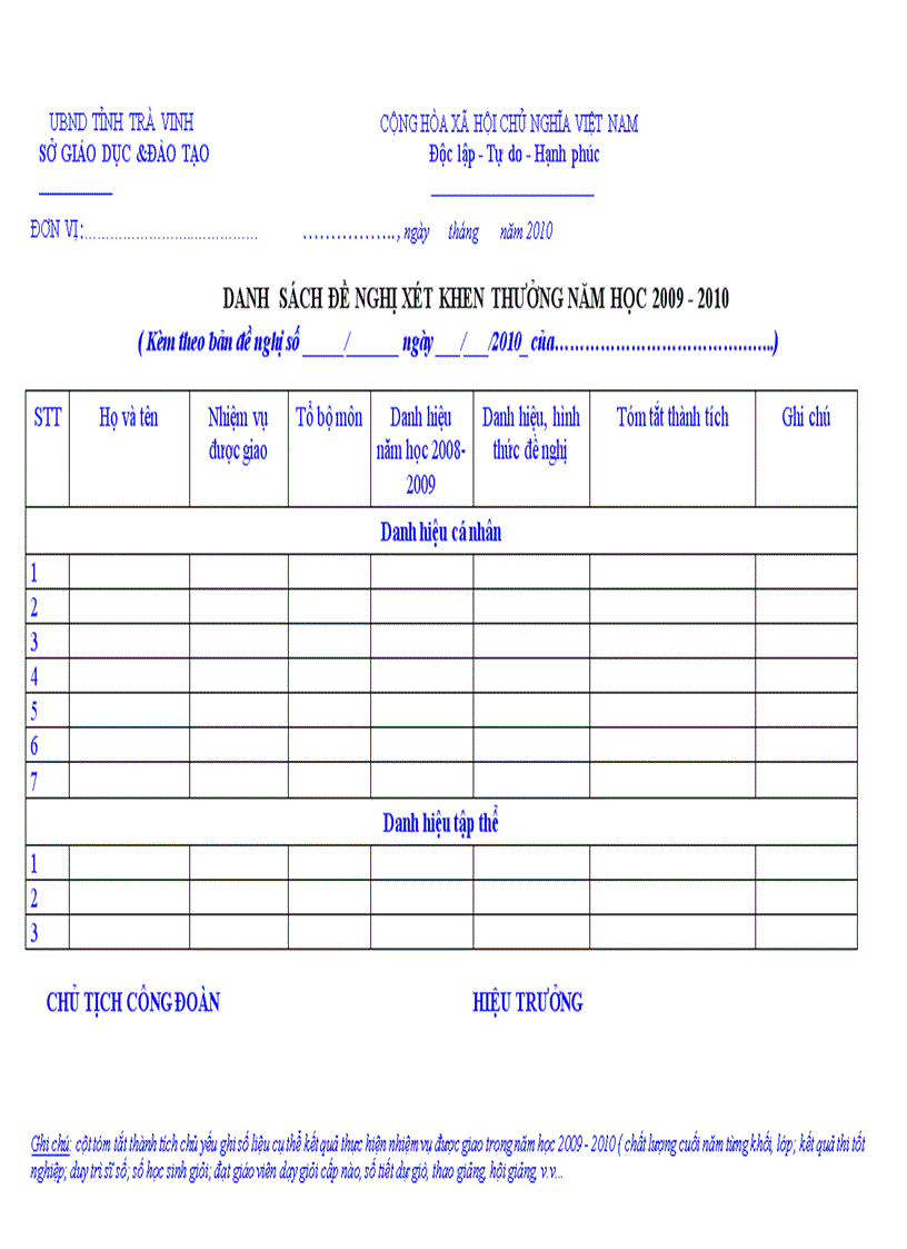 image for page Mẫu đề nghị khen thưởng
