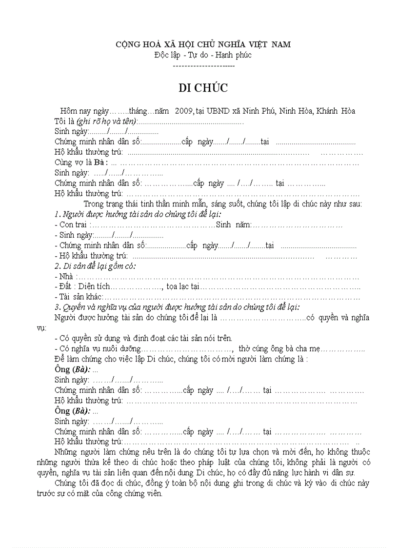 image for page Mẫu di chúc