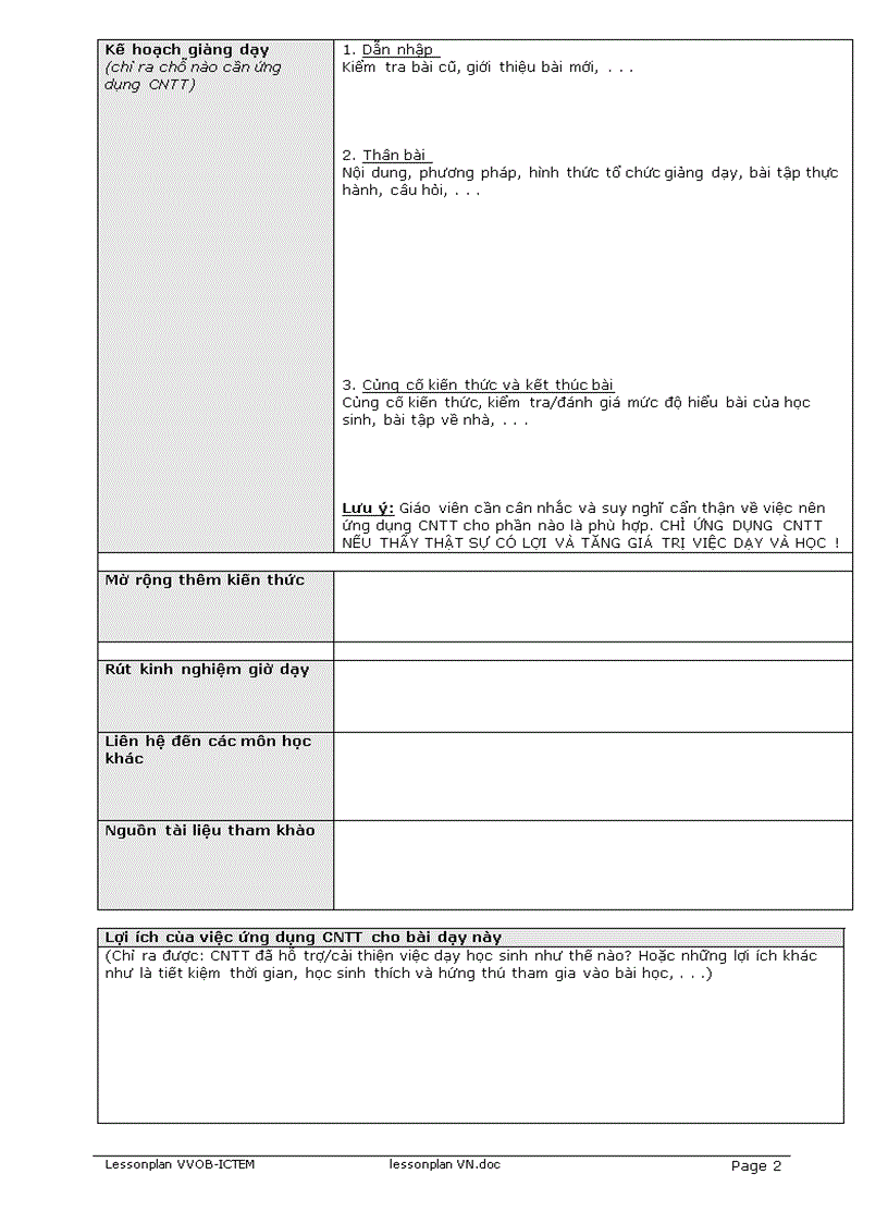Mẫu giáo án ứng dụng CNTT