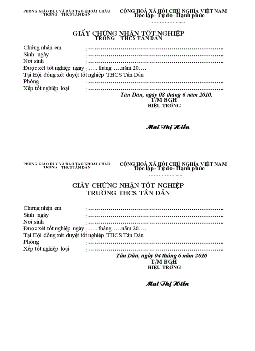 image for page Mau Giay Chung Nhan TN