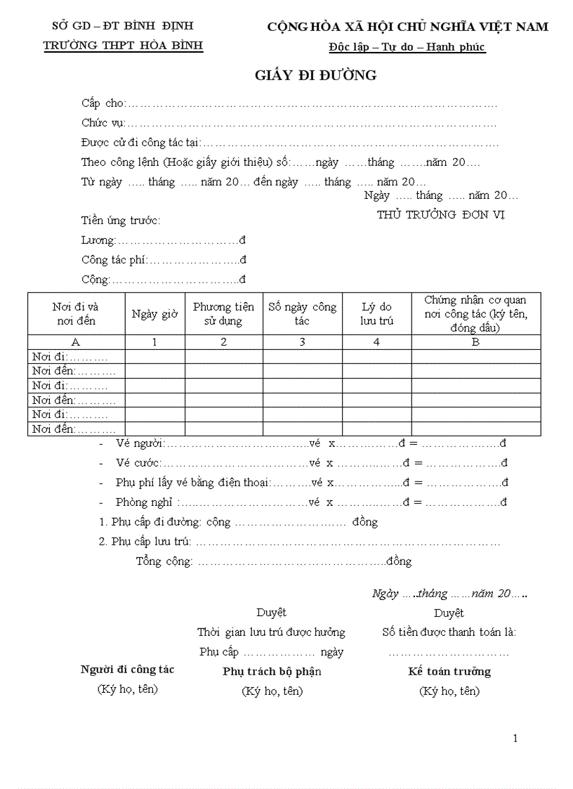 Máº«u Giáº¥y Ä'i Ä'Æ°á»ng Hb