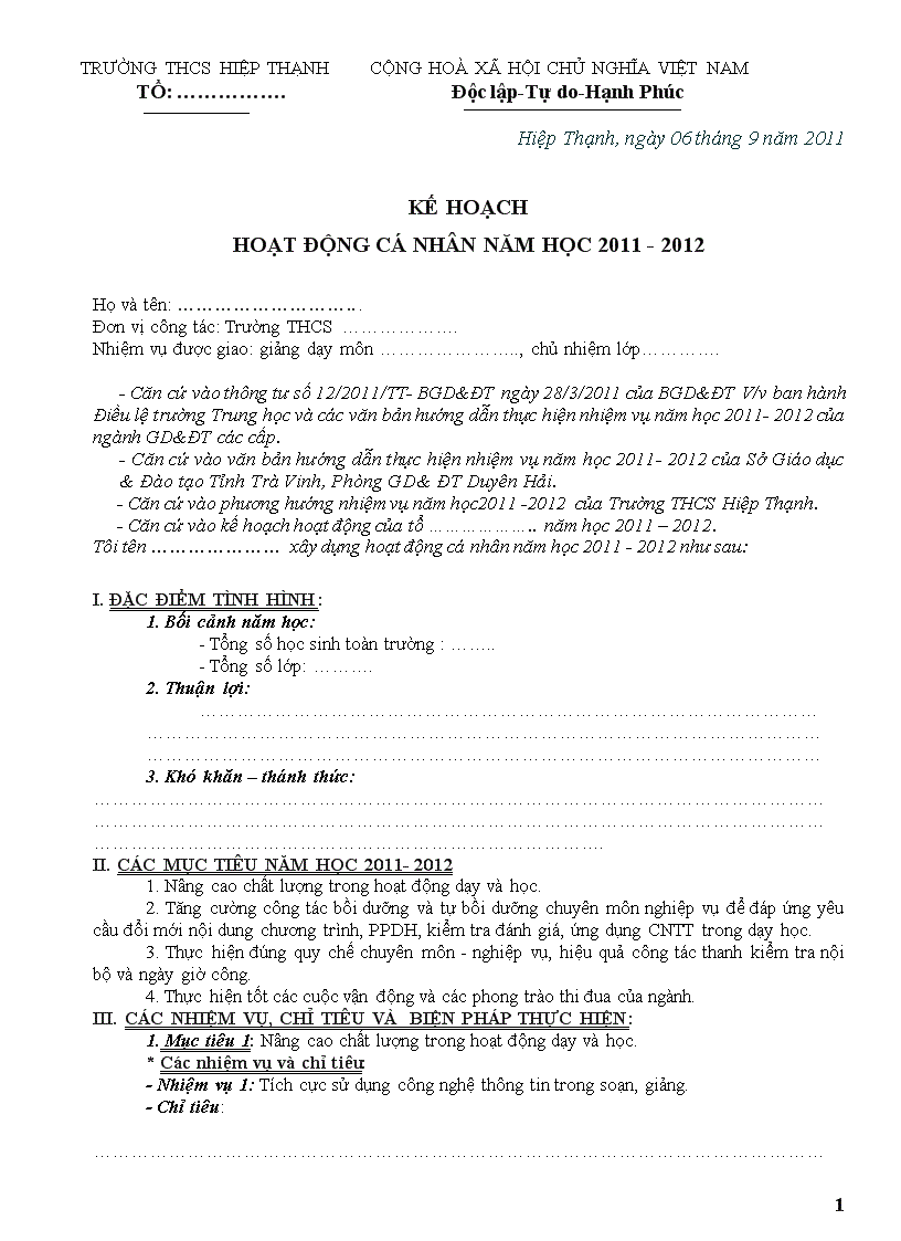 image for page Mau ke hoach ca nhan