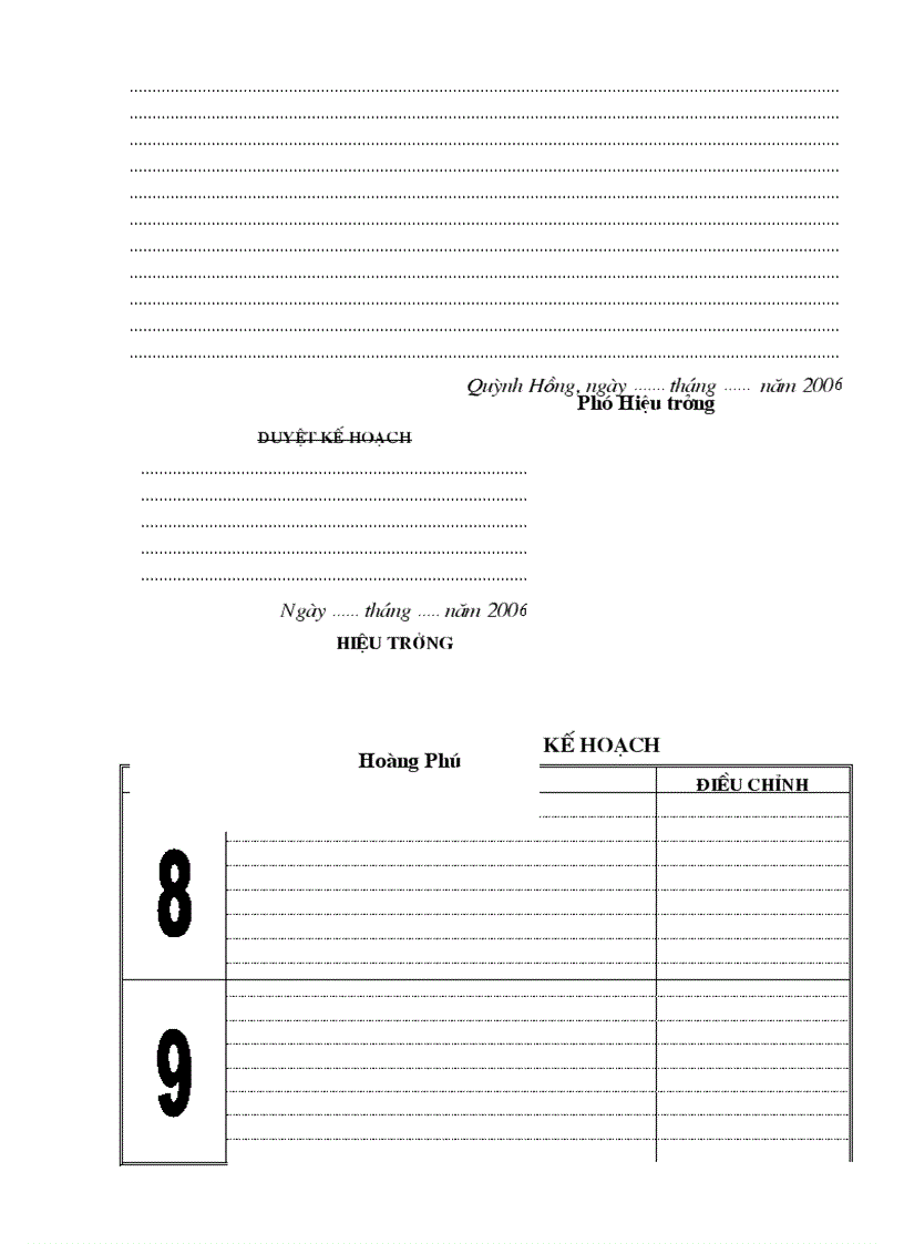 image for page Mẫu kế hoạch chuyên môn trường