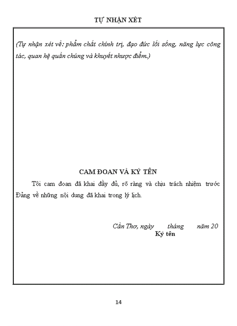 image for page Mẫu lý lịch người xin vào đảng