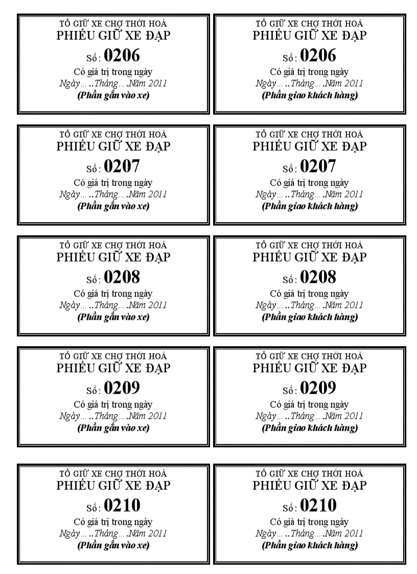 image for page Mẫu phiếu giữ xe đạp