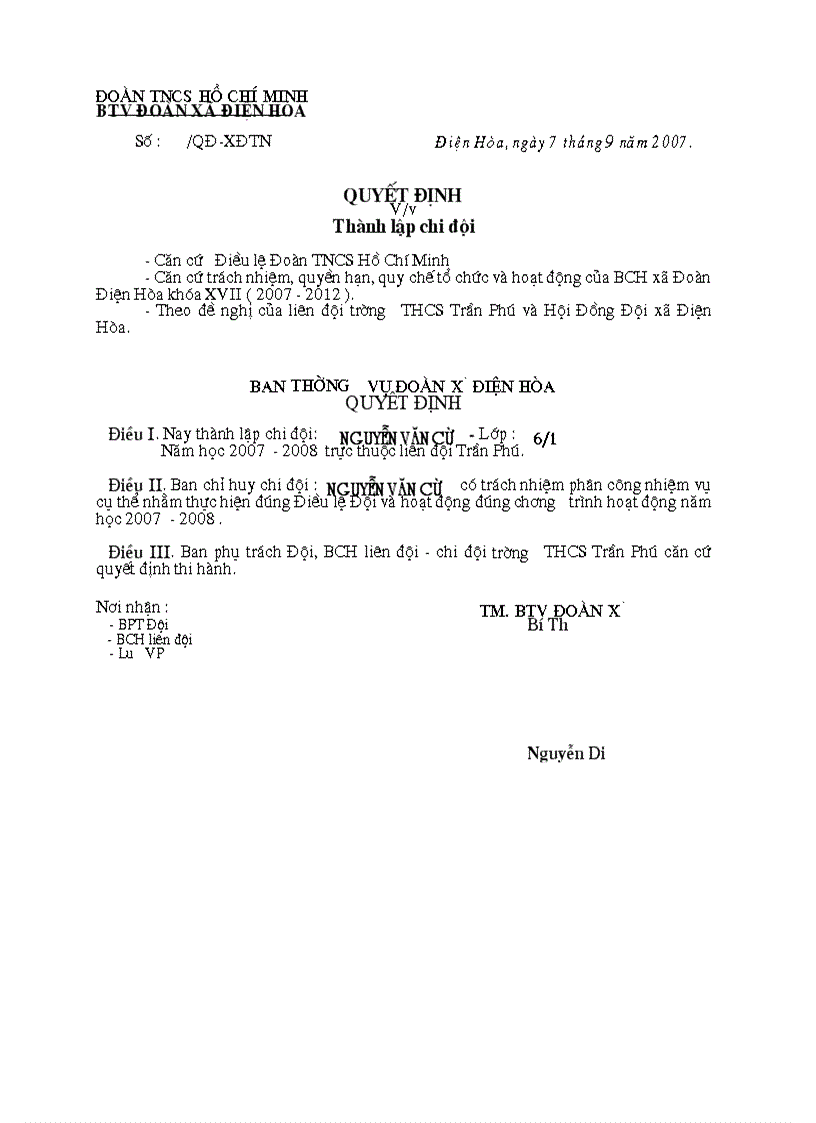 image for page Mẫu Quyết định thành lập chi đội