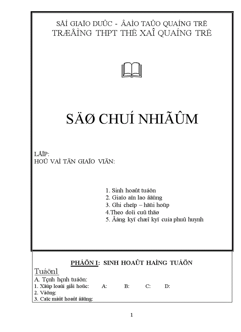 image for page Mẫu sổ Chủ nhiệm THPT
