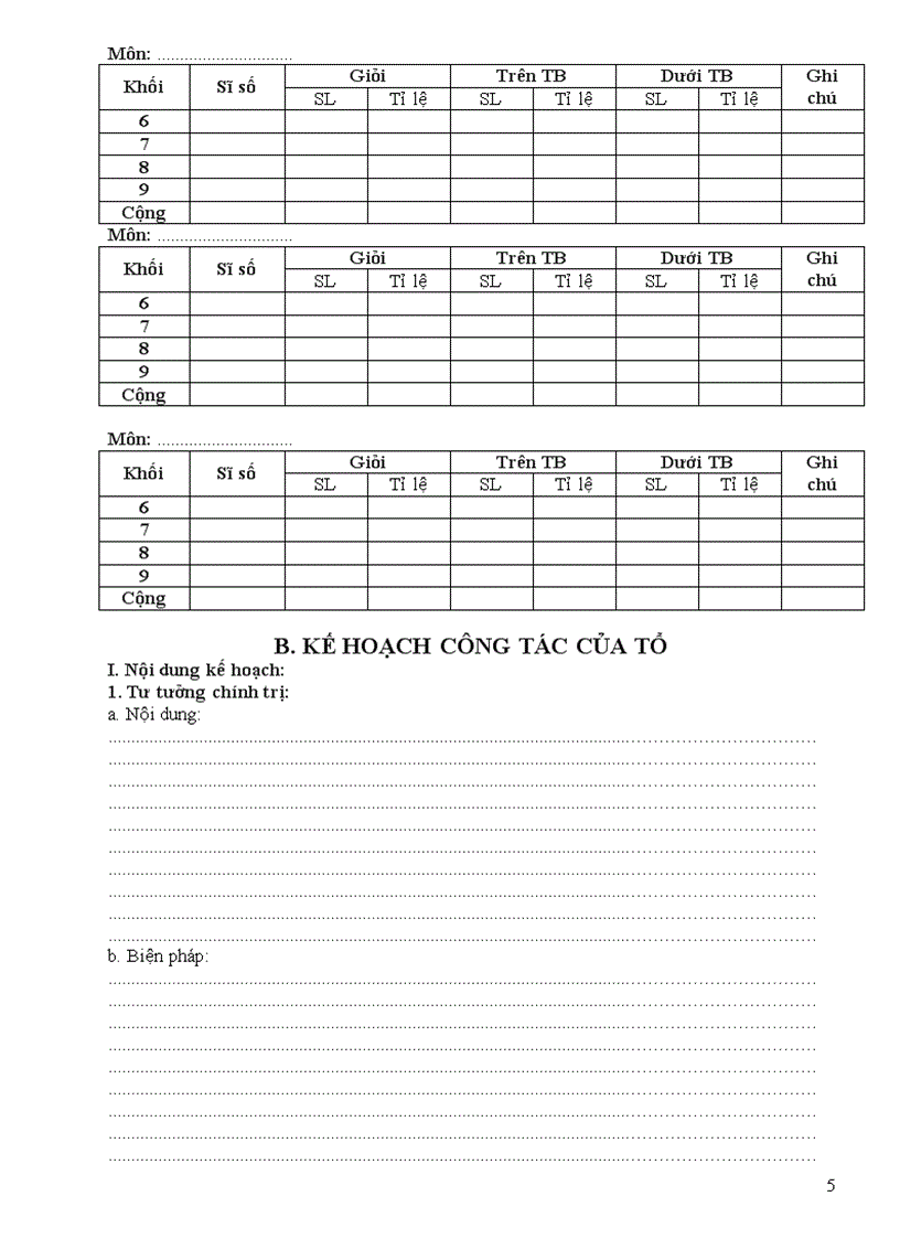 image for page Mẫu sổ Kế hoạch dành cho tổ chuyên môn