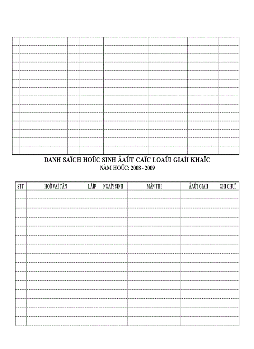 Mẫu sổ theo dõi học sinh