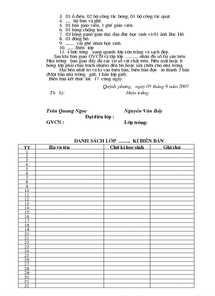 image for page Mẫu sổ trực tuần THCS