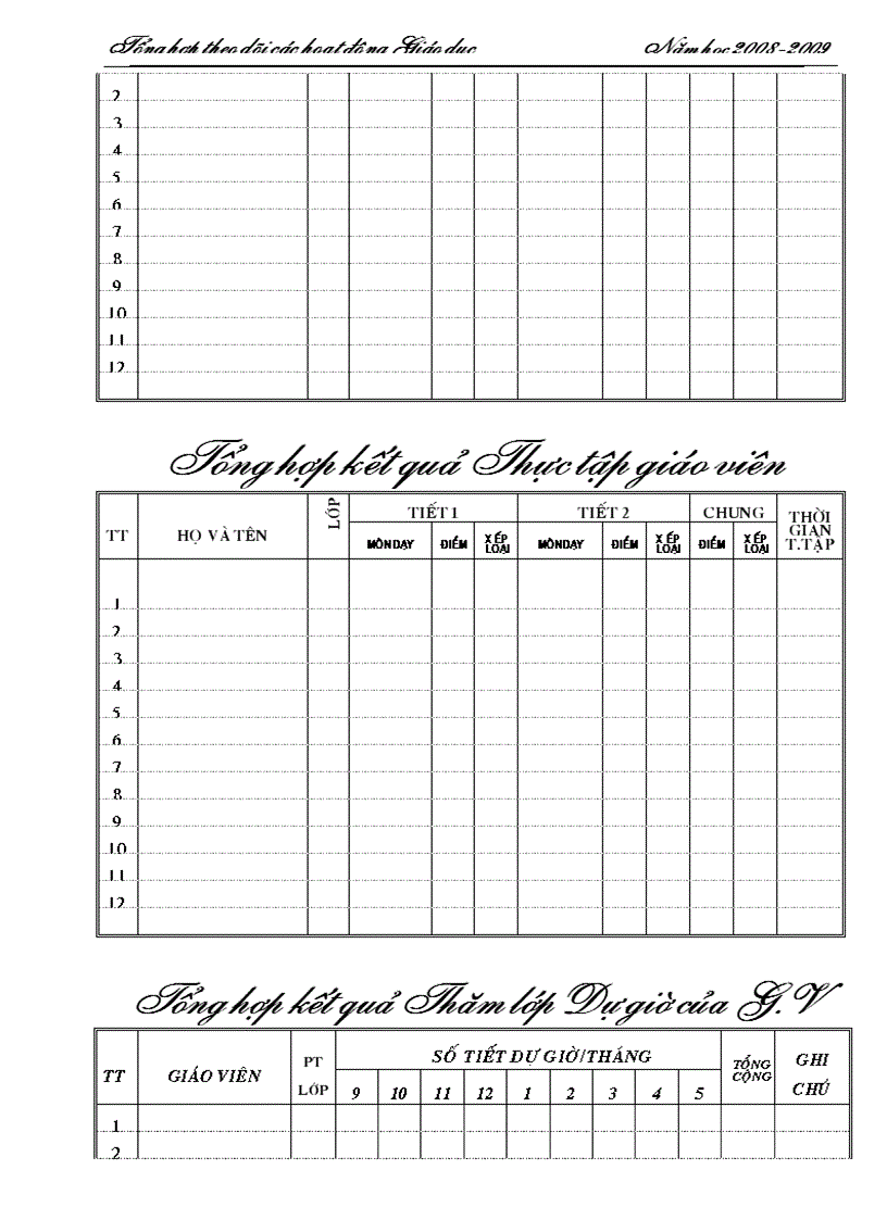 image for page Mẫu Theo dõi các hoạt động tổ