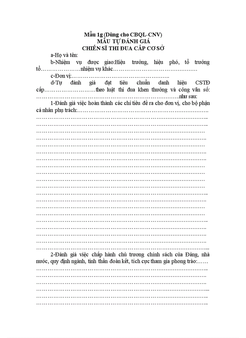 image for page Mẫu tự đánh giá CSTĐ cấp cơ sở CBQL CNV