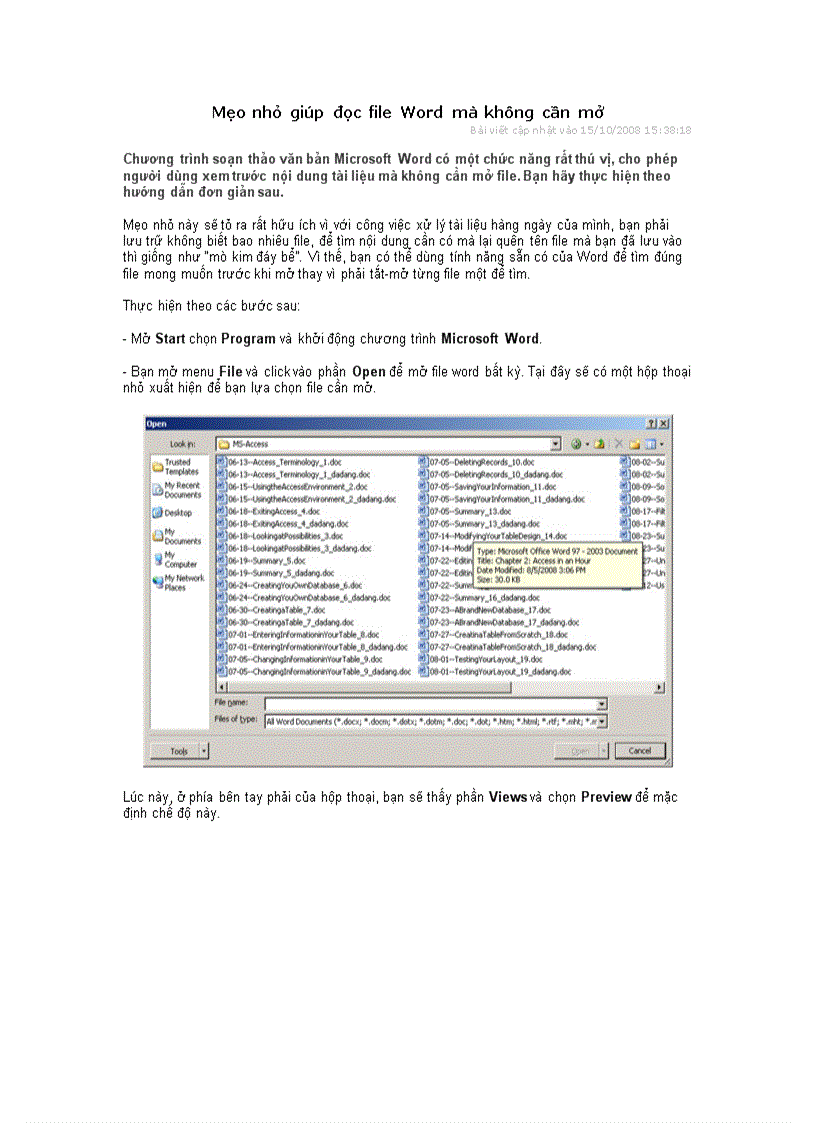 image for page Mẹo nhỏ giúp đọc file Word mà không cần mở