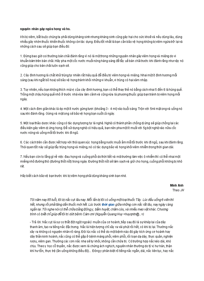 image for page Meo xu ly khi bi viem hong