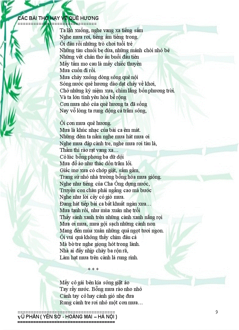 image for page Một số bài thơ hay về quê hương