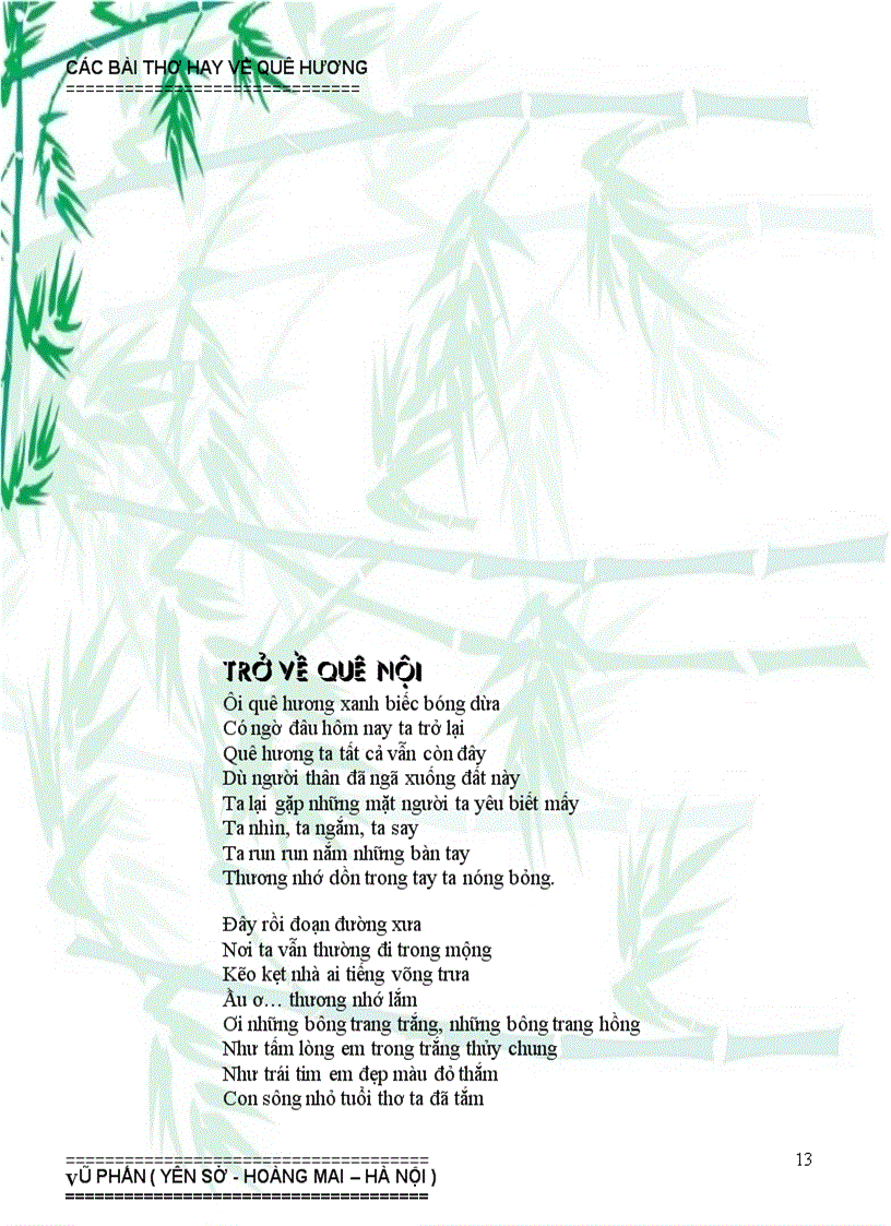 image for page Một số bài thơ hay về quê hương