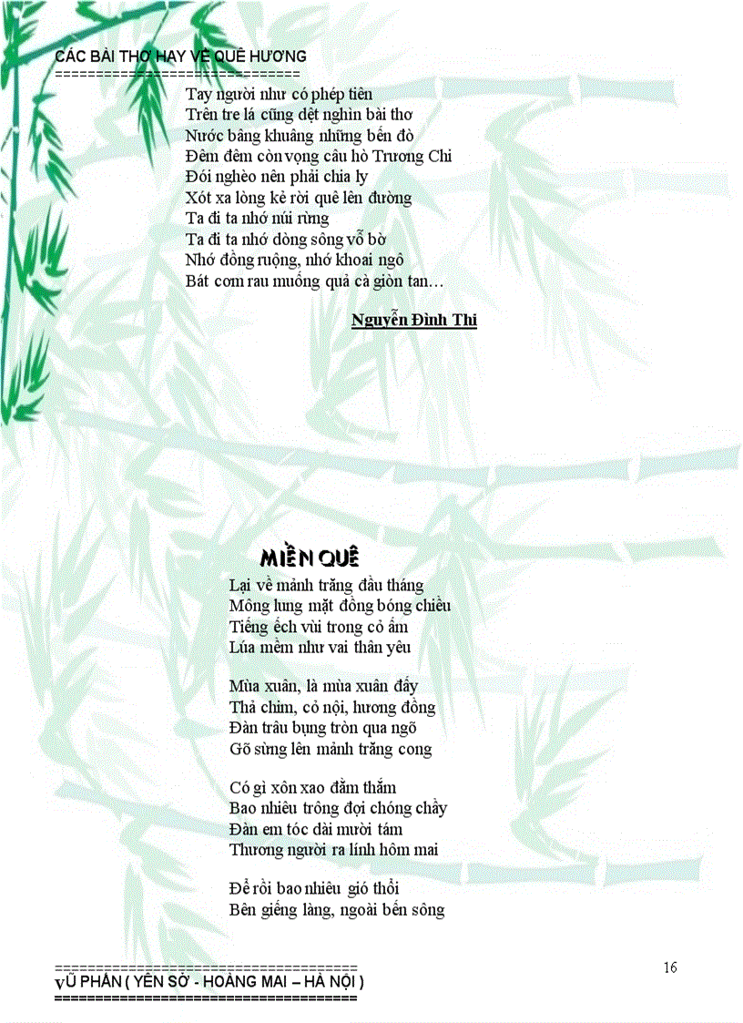 image for page Một số bài thơ hay về quê hương