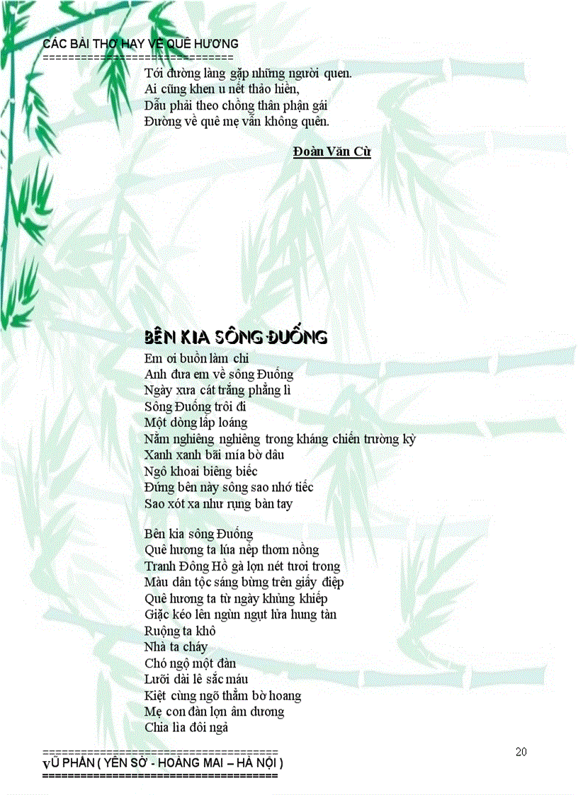 image for page Một số bài thơ hay về quê hương