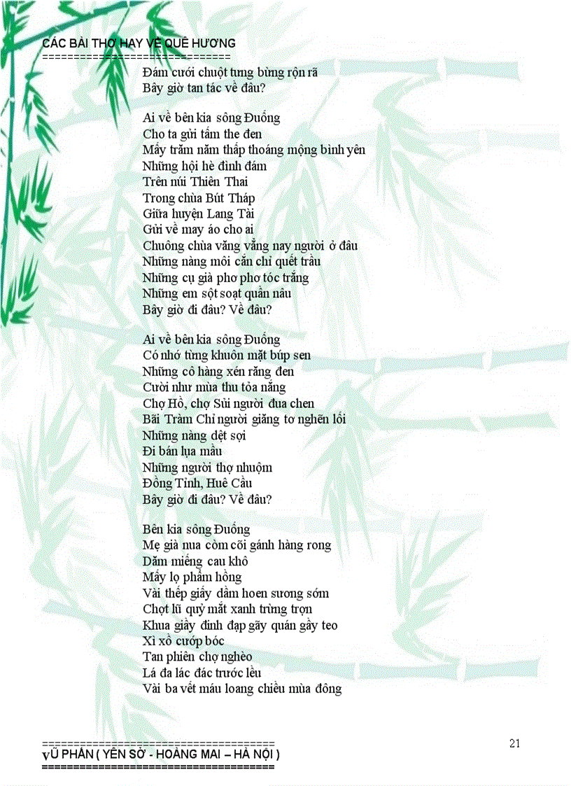 image for page Một số bài thơ hay về quê hương