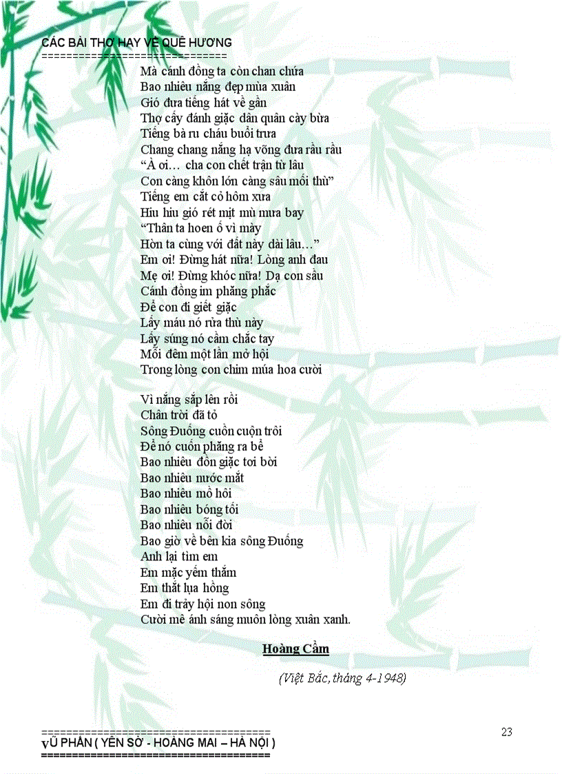 image for page Một số bài thơ hay về quê hương