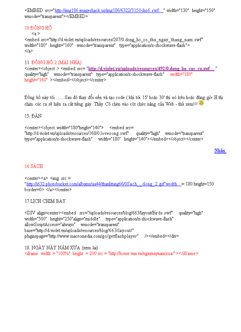 image for page Một số code trang tri web