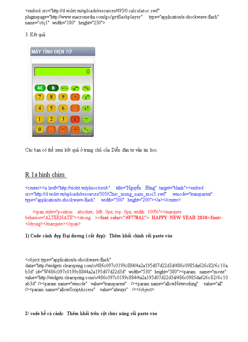 image for page Một số code trang tri web