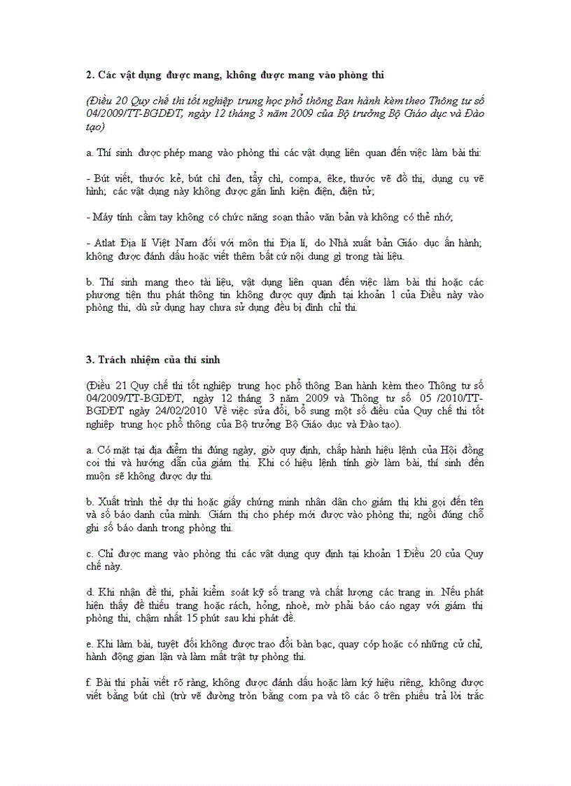 image for page Một số điều cần biết đối với thí sinh dự thi tốt nghiệp THPT năm 2011