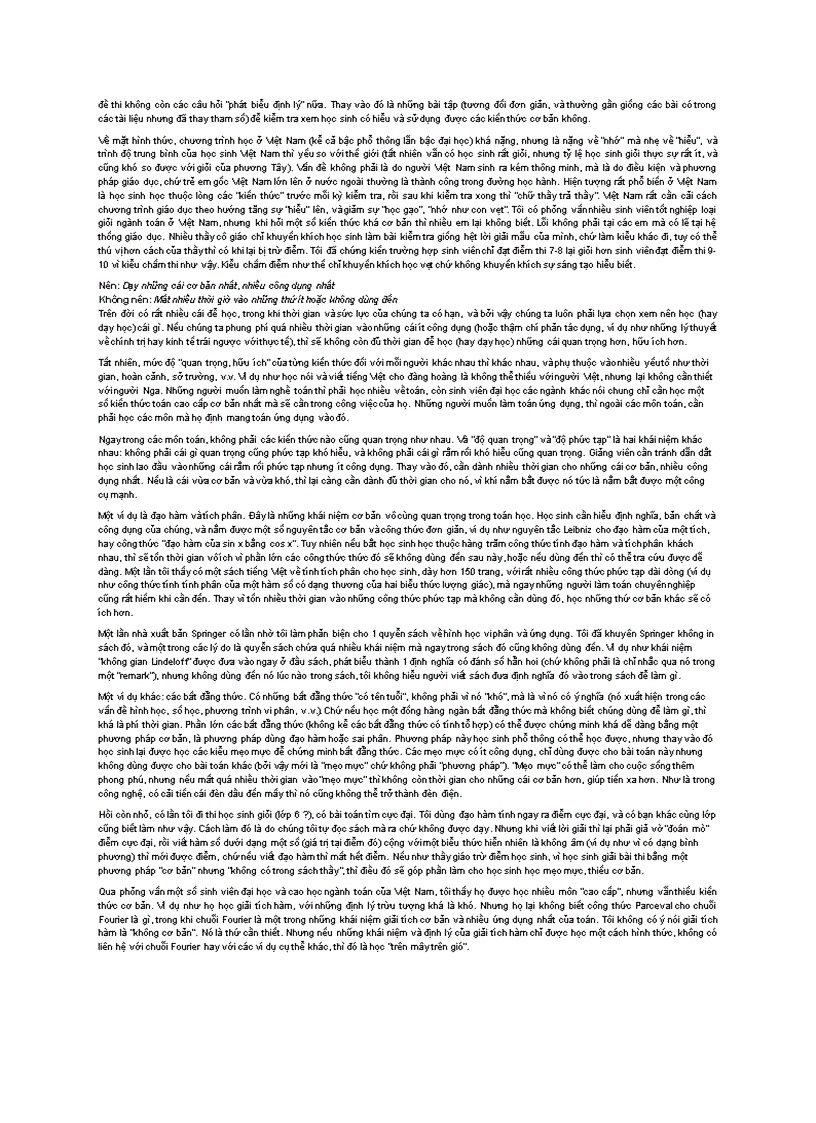 image for page Một số điều nên và không nên trong giảng dạy toán