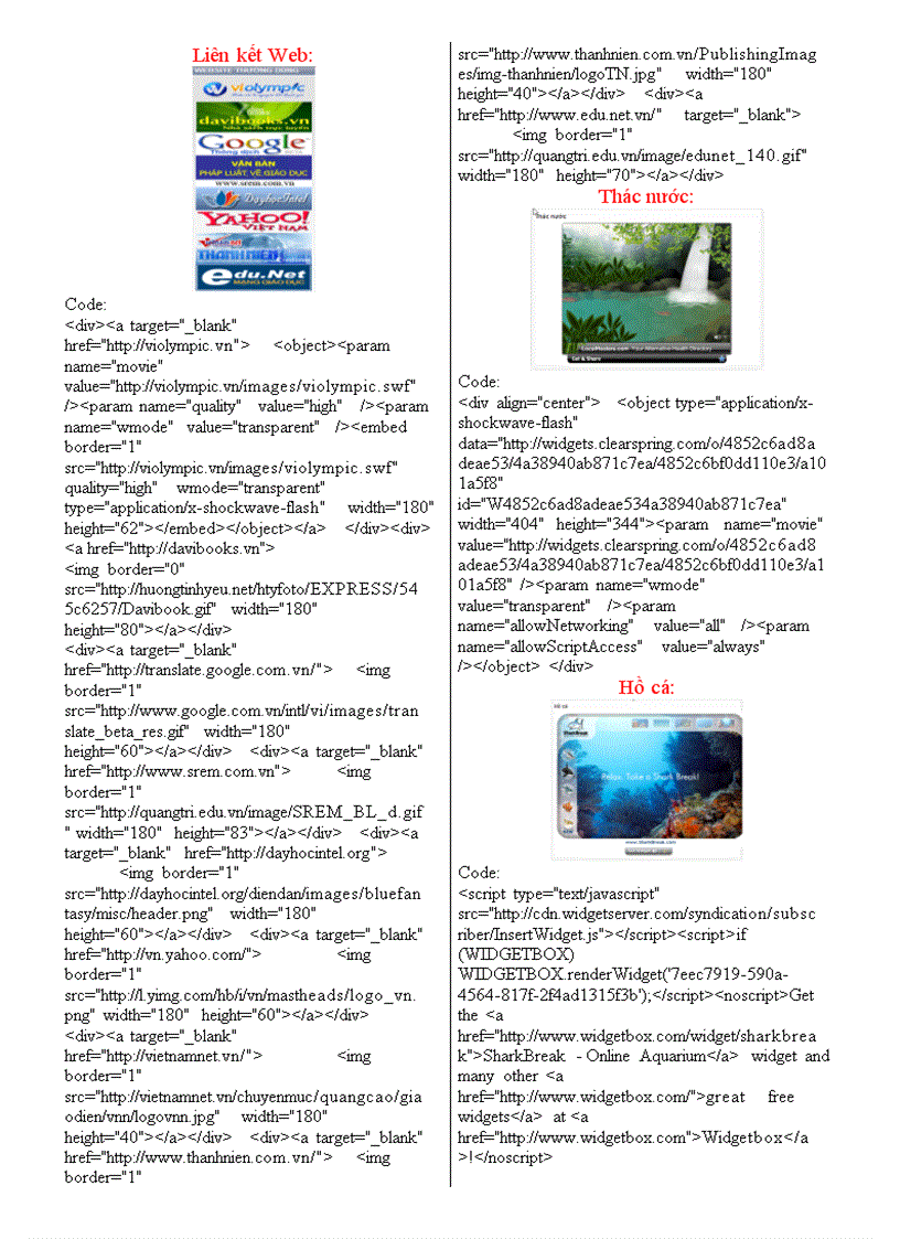 image for page Một số đoạn code hay