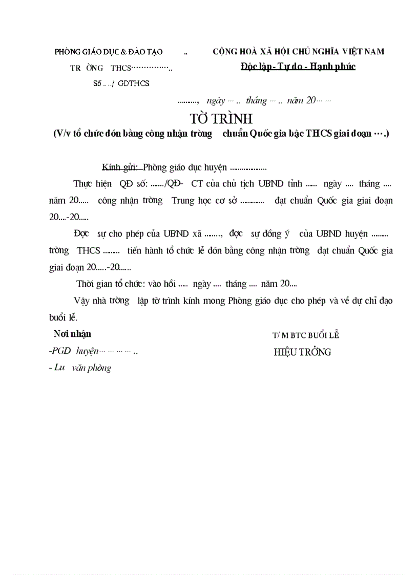 image for page Một số mẫu tờ trình
